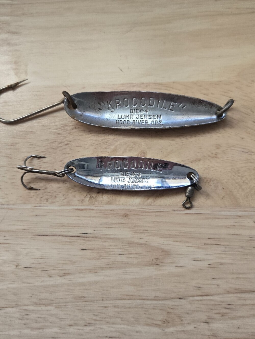 Vintage Luhr Jensen Krocodile #3 & #4 Fishing Lure Nickel Hood River Oregon